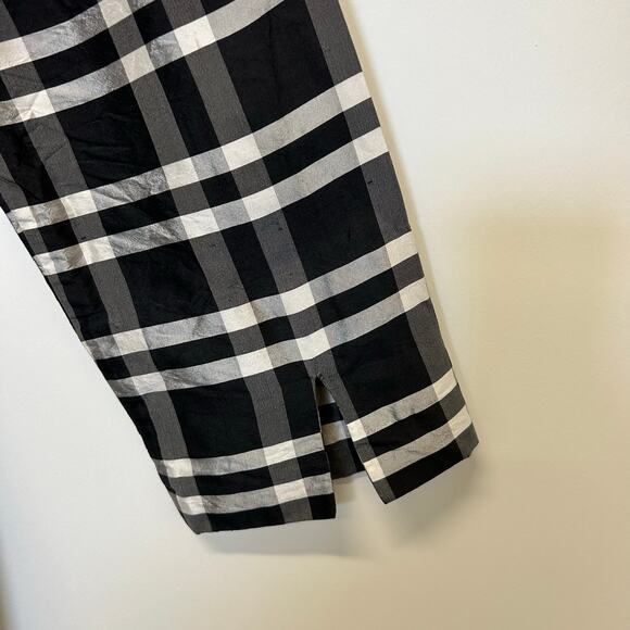 NINA MCLEMORE Silk Button Down Plaid Balck & White Dress/Jacket w/ pockets Sz S - Picture 4 of 8